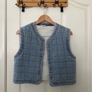 Denim Sherpa Vest - Size M